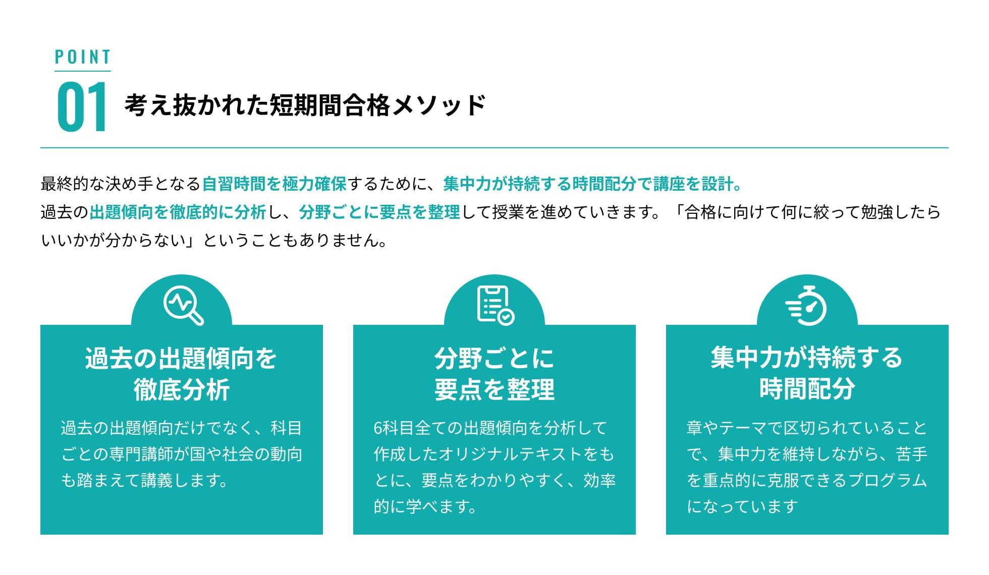 考え抜かれた短期間合格メソッド