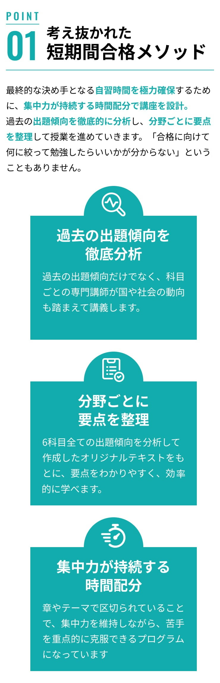考え抜かれた短期間合格メソッド