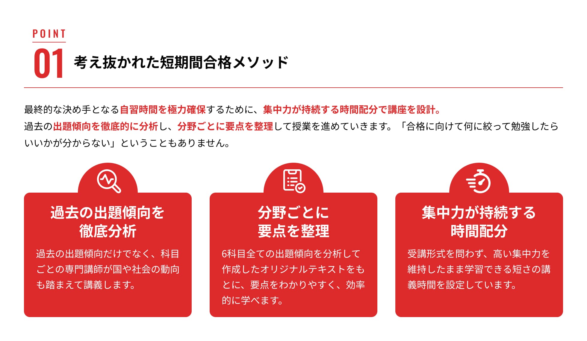 考え抜かれた短期間合格メソッド