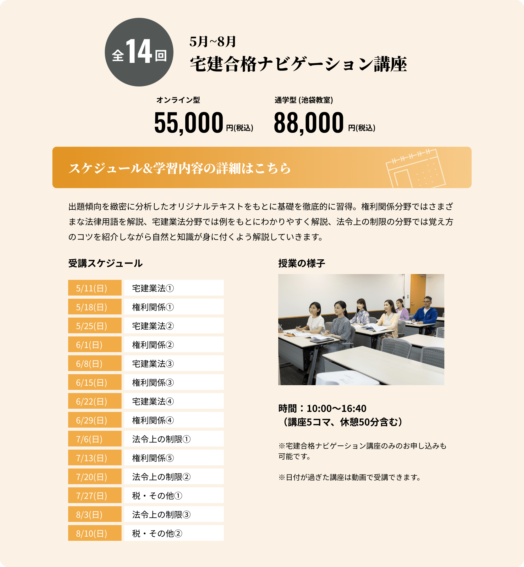 全14回 5月~8月 宅建合格ナビゲーション講座